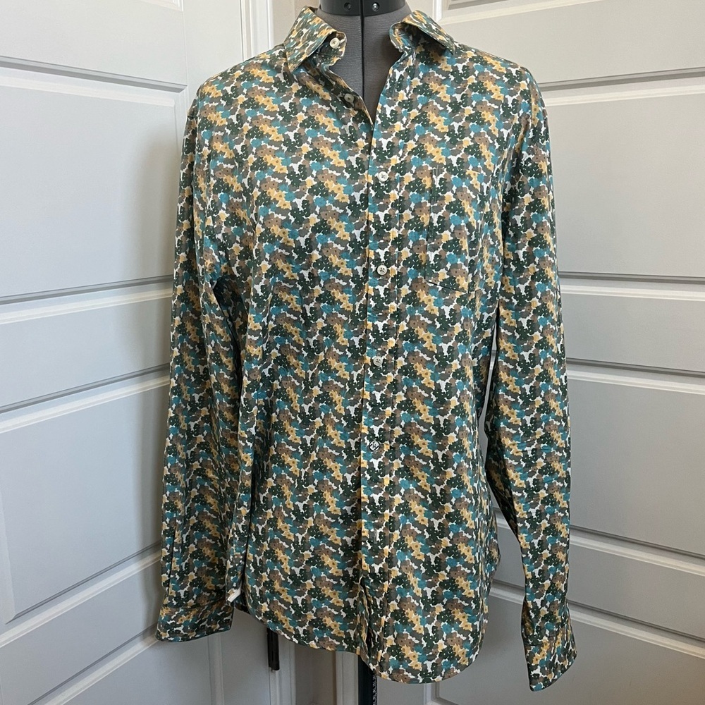 Trovata Green, Teal & Brown Patterned Button-Down Shirt